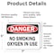 Signmission No Smoking Oxygen In Use Danger Sign, Vinyl Decal, 7in W x 5in L, 2PK OS-2PACK-DS-D-57-L-19448 - alternate 5